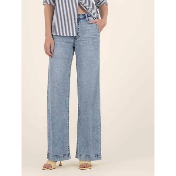 Kut from the Kloth High Waist Wide Leg Trouser Jeans Size 4 Light Wash Retro - Picture 1 of 16